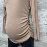 Ruched Ribbed LS Shirt Small