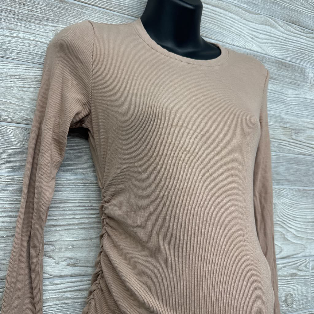 Ruched Ribbed LS Shirt Small