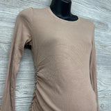 Ruched Ribbed LS Shirt Small
