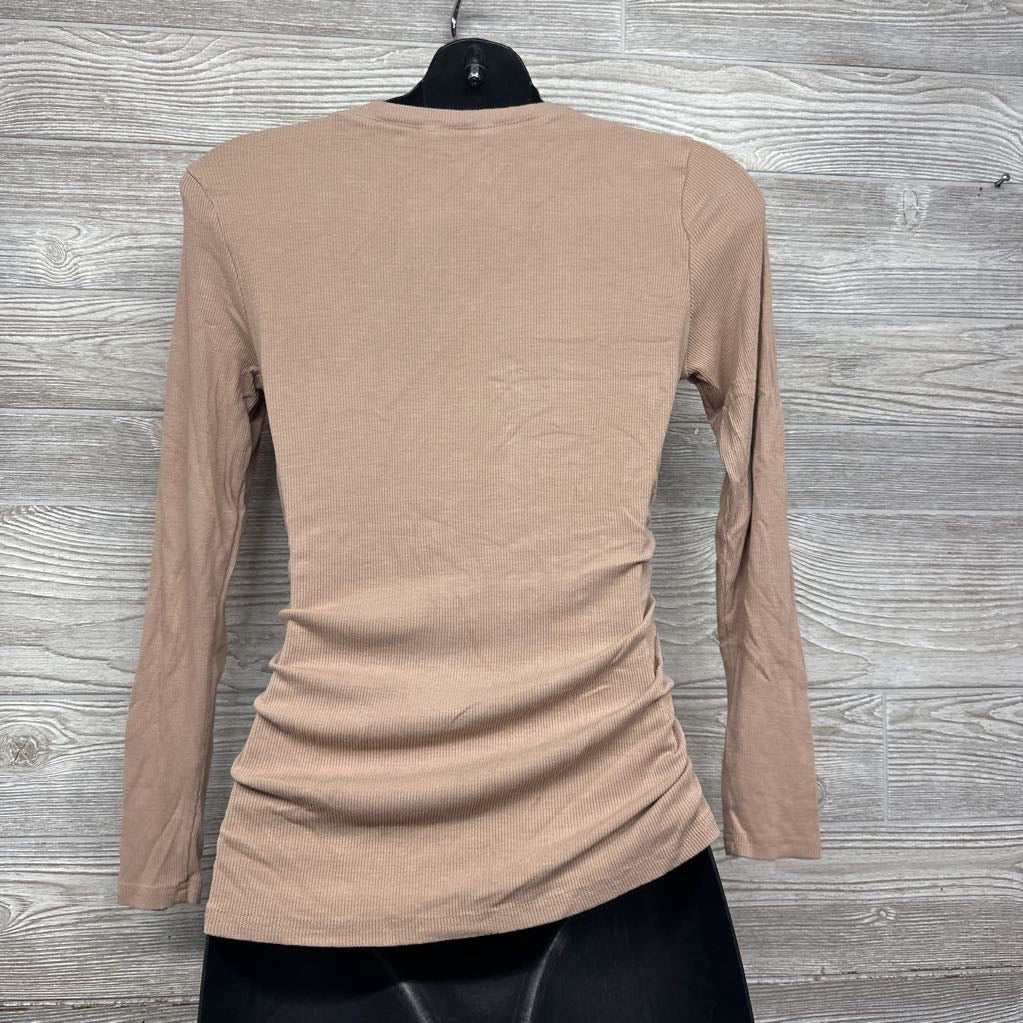 Ruched Ribbed LS Shirt Small