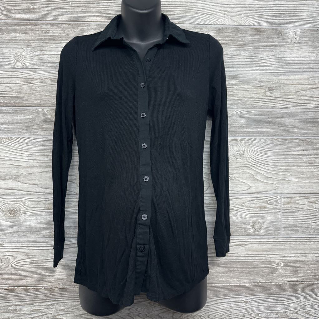 Ribbed Button Up Collar Shirt Small