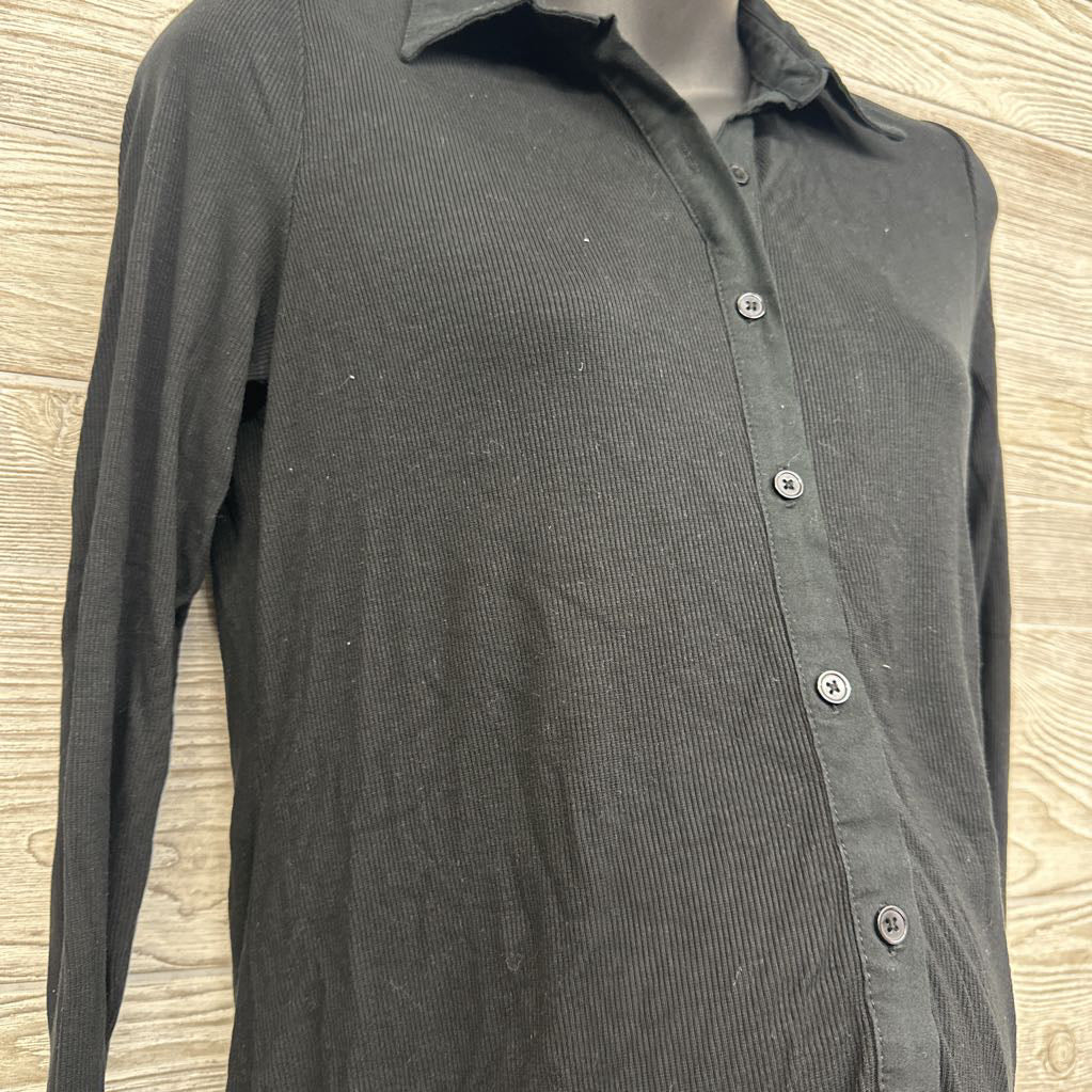 Ribbed Button Up Collar Shirt Small