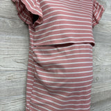 Ribbed Nursing Shirt Stripes W/ Ruffles Large