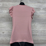 Ribbed Nursing Shirt Stripes W/ Ruffles Large