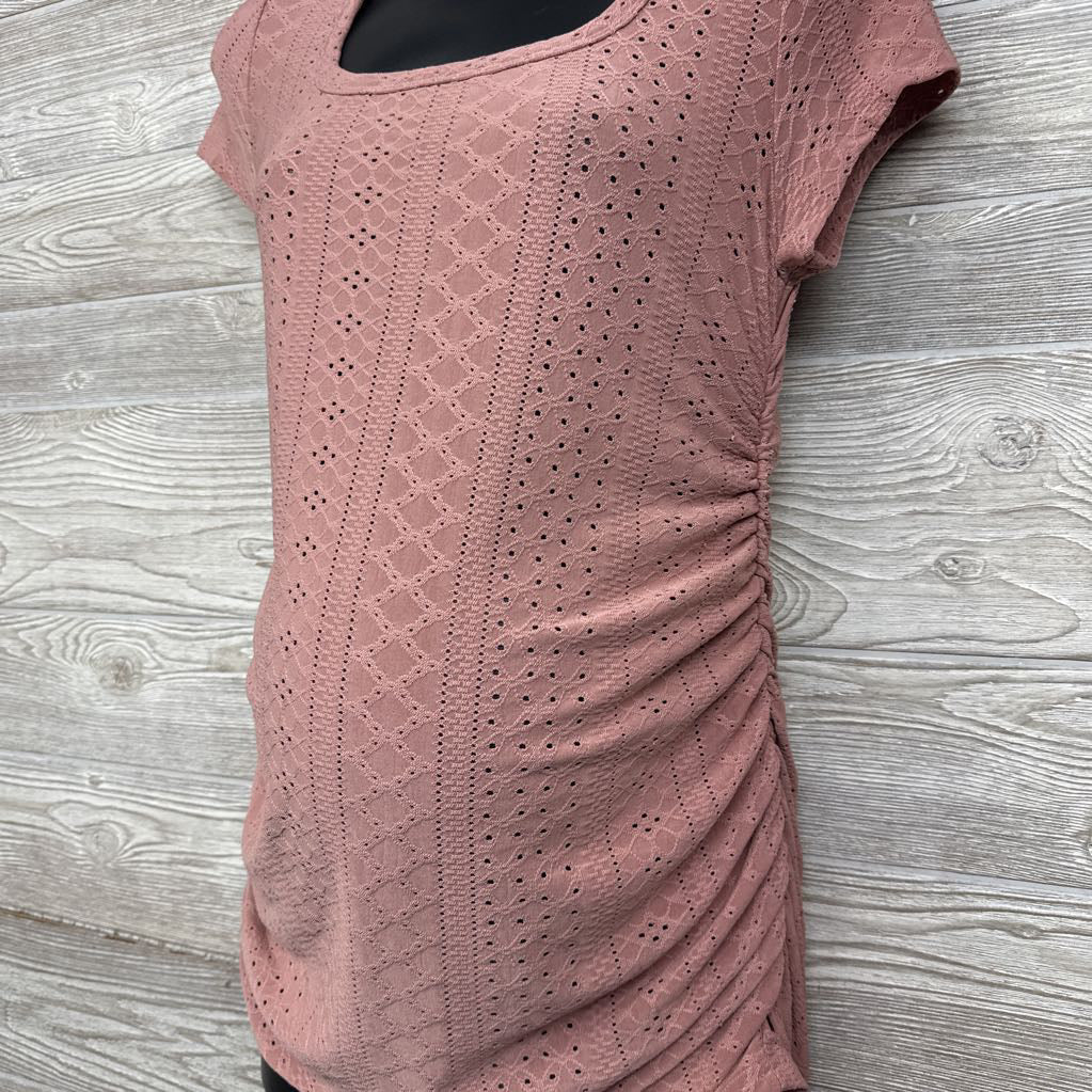 Pointelle Ruched Shirt Large