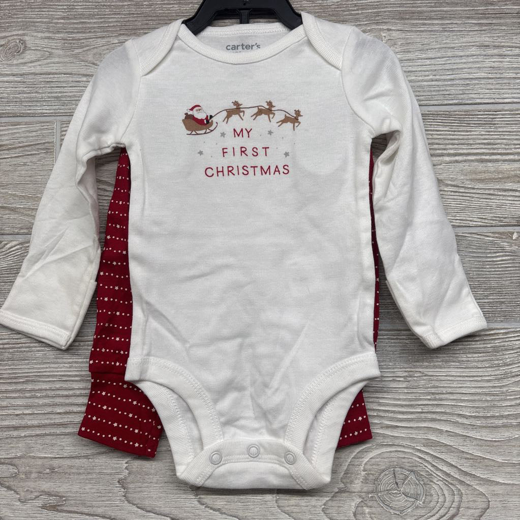 NEW LS Bodysuit & Pants My First Christmas 0-3M