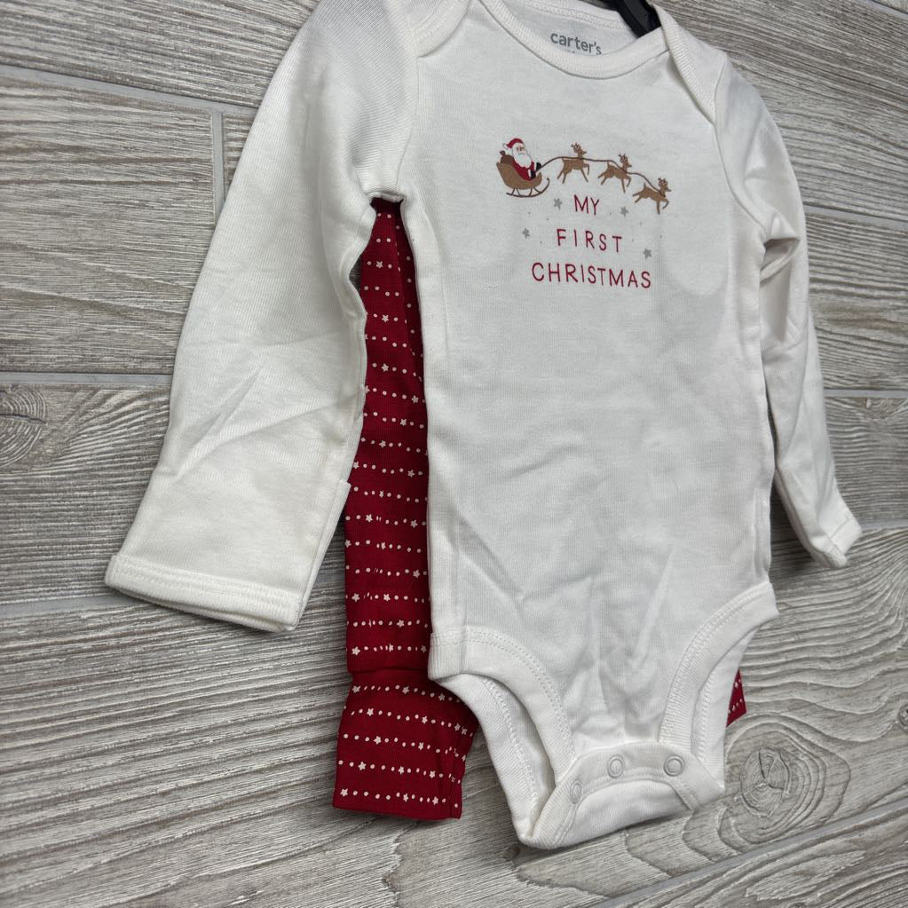NEW LS Bodysuit & Pants My First Christmas 0-3M