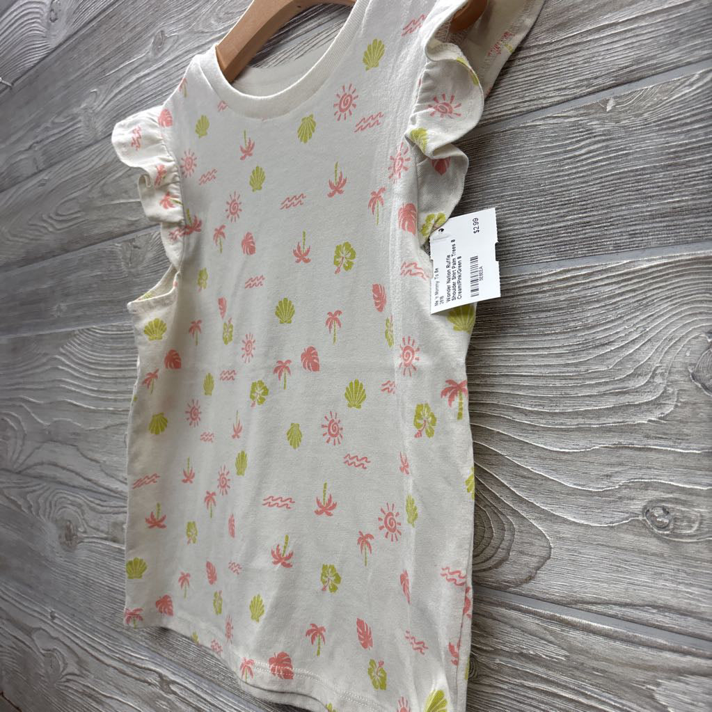 Ruffle Shoulder Shirt Palm Trees 8