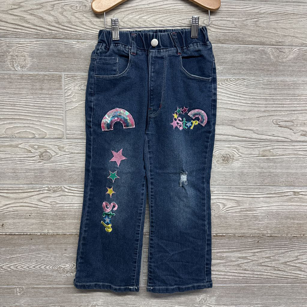 Jeans Sequin Rainbow Patch Embroidered Stars 7