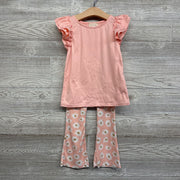 Flutter Sleeve Shirt & Ribbed Flare Pants Flowers 7