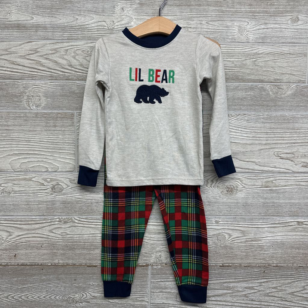 2 Pc LS PJs Lil Bear Plaid 5t