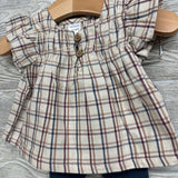 Plaid Blouse & Ribbed Sweater Pants NB