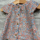 Organic Button Up Shirt & Shorts Flowers 6M