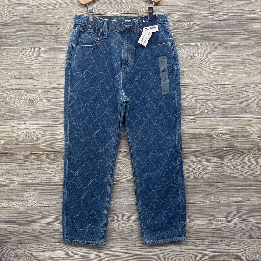 NEW High Rise Slouchy Straight Jeans Hearts 14