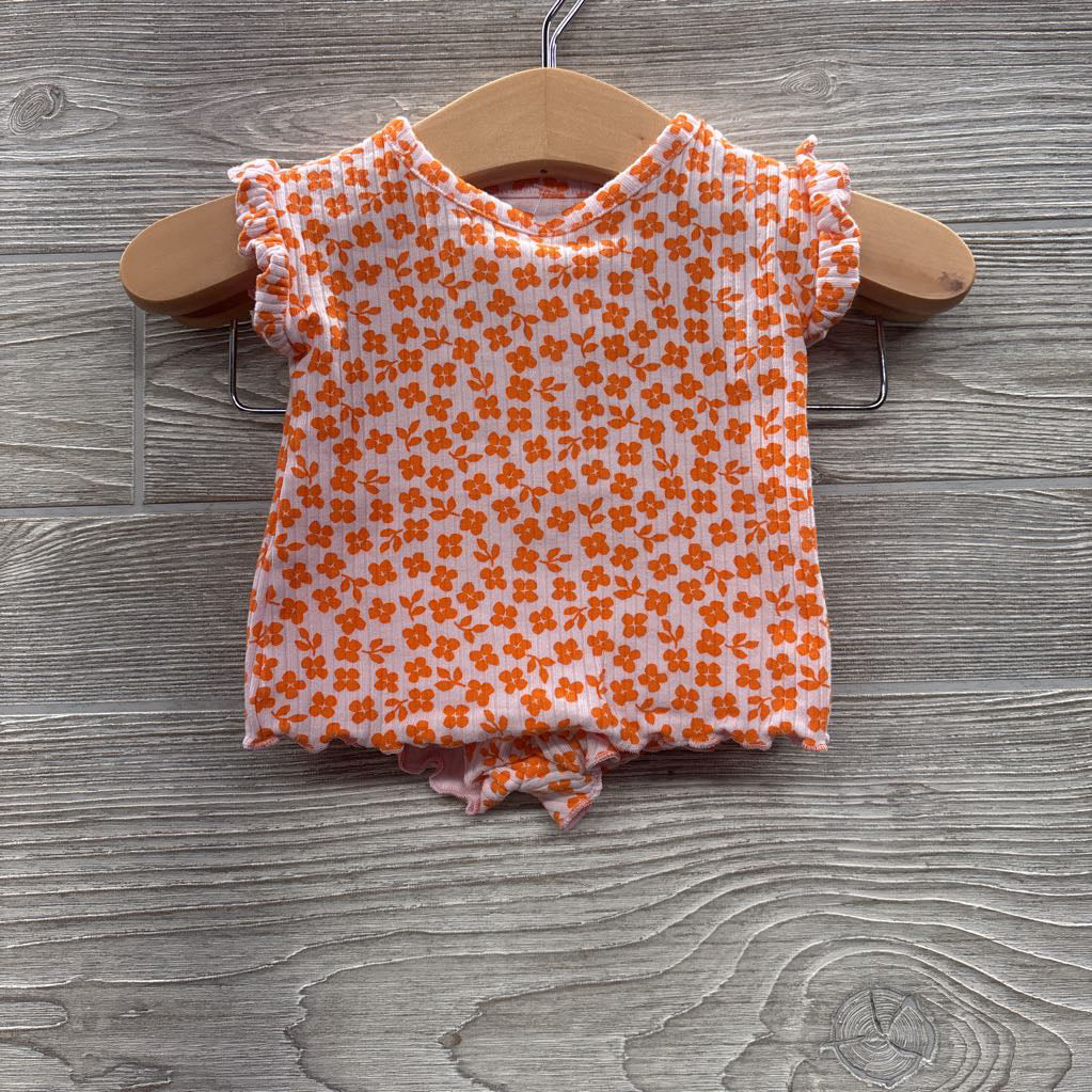 Ribbed Shirt & Shorts Flowers NB