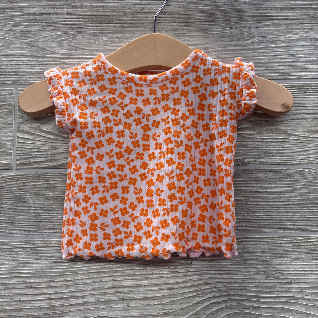 Ribbed Shirt & Shorts Flowers NB