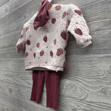 Ribbed Crewneck Strawberries & Ribbed Pants 6M