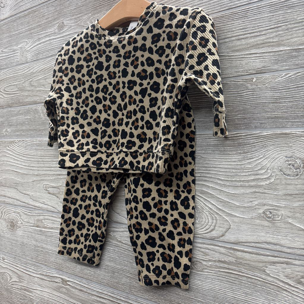 Waffle Knit Shirt & Pants Animal Print 3-6M