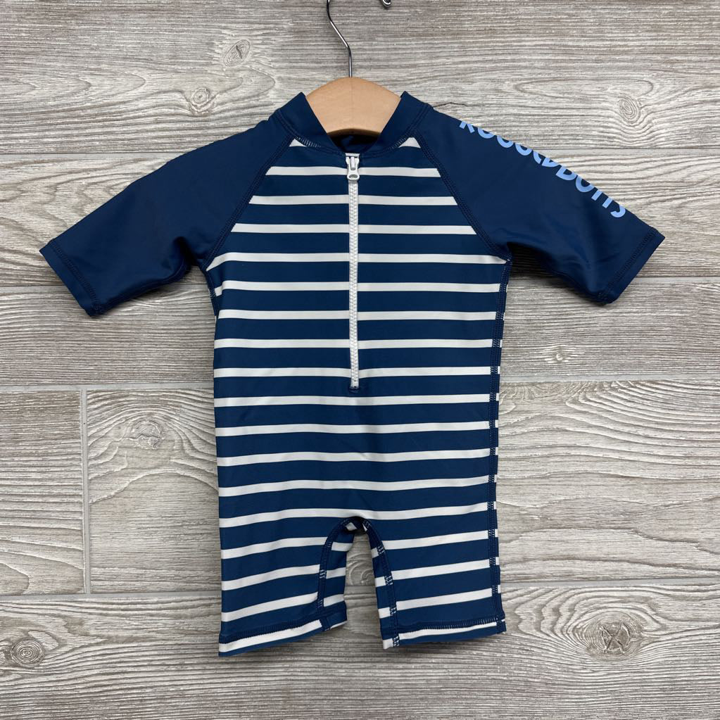 NEW LS Zip Up Swimsuit Stripes 0-3M