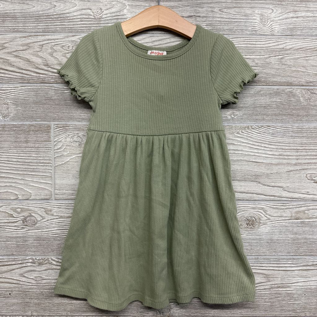 Ribbed Dress Lettuce Trim 4t