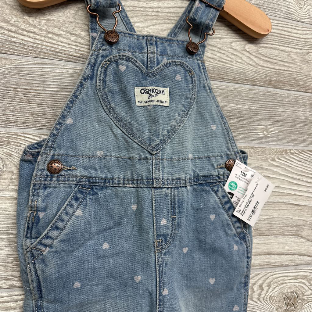 NEW Denim Overalls Hearts 12M