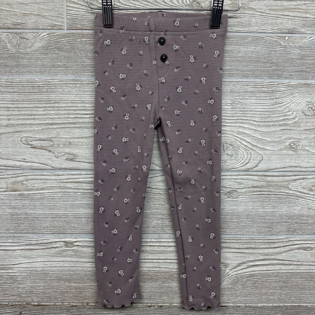 Waffle Knit Pants Flowers 3t