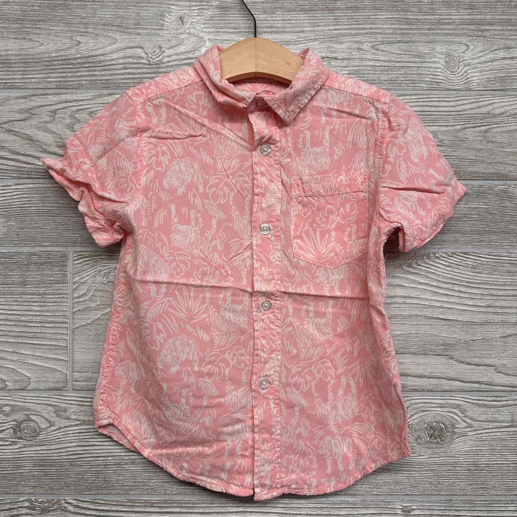 Button Up SS Shirt Tigers & Leaves 4-5