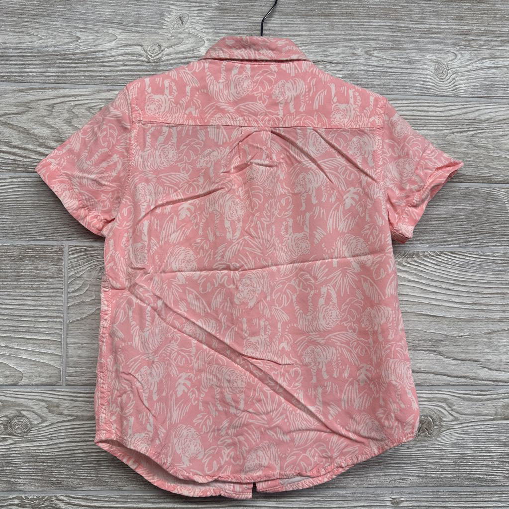 Button Up SS Shirt Tigers & Leaves 4-5