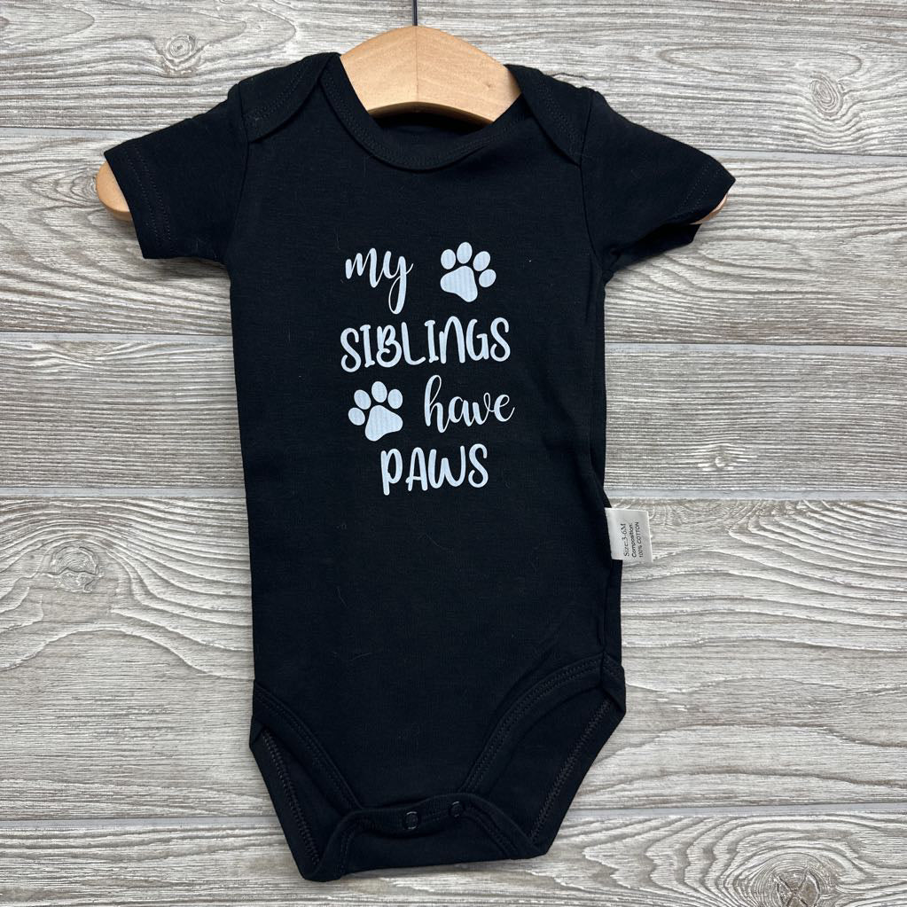 Bodysuit My Siblings Have Paws 3-6M