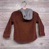 Button Up Corduroy Shirt W/ Hood 2t