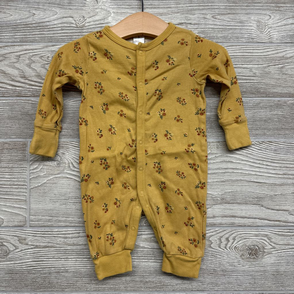 Button Up Coverall Flowers 0-3M