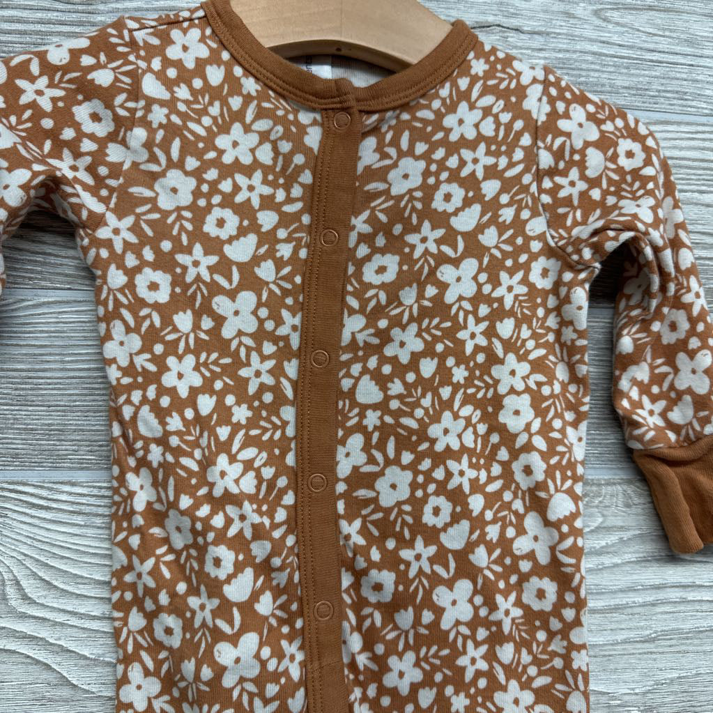 Button Up Coverall Flowers 0-3M