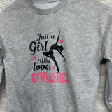 French Terry Crewneck Just A Girl Who Loves Gymnastic 7-8