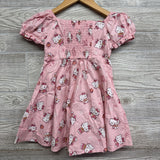 Smocked Back Square Neck Dress Apples 4-5
