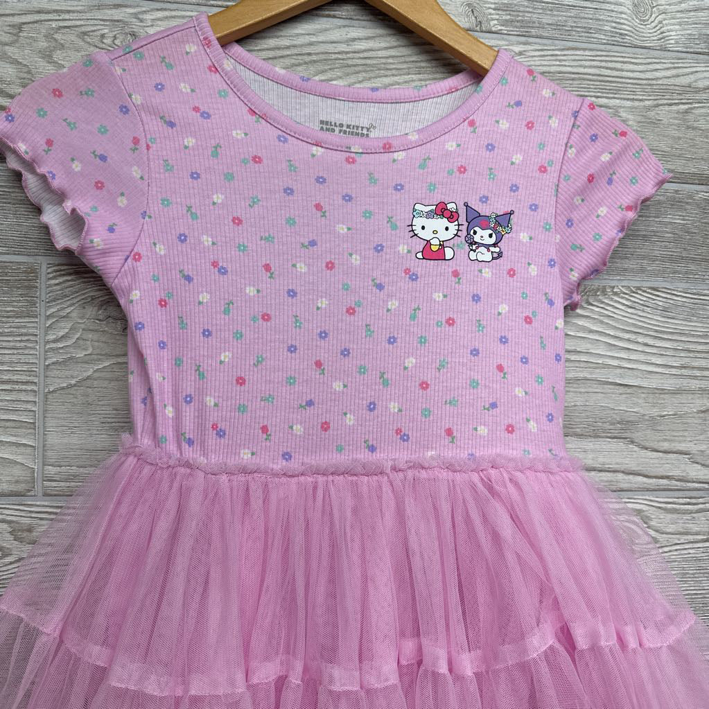 Ribbed Flower Dress W/ Ruffle Tulle 6-7