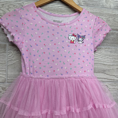 Ribbed Flower Dress W/ Ruffle Tulle 6-7