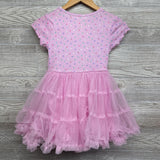 Ribbed Flower Dress W/ Ruffle Tulle 6-7