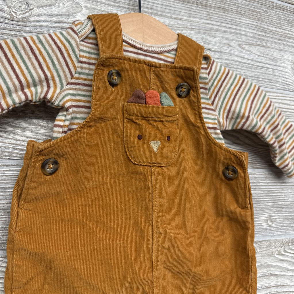Cord Overalls Turkey & LS Shirt Stripes NB