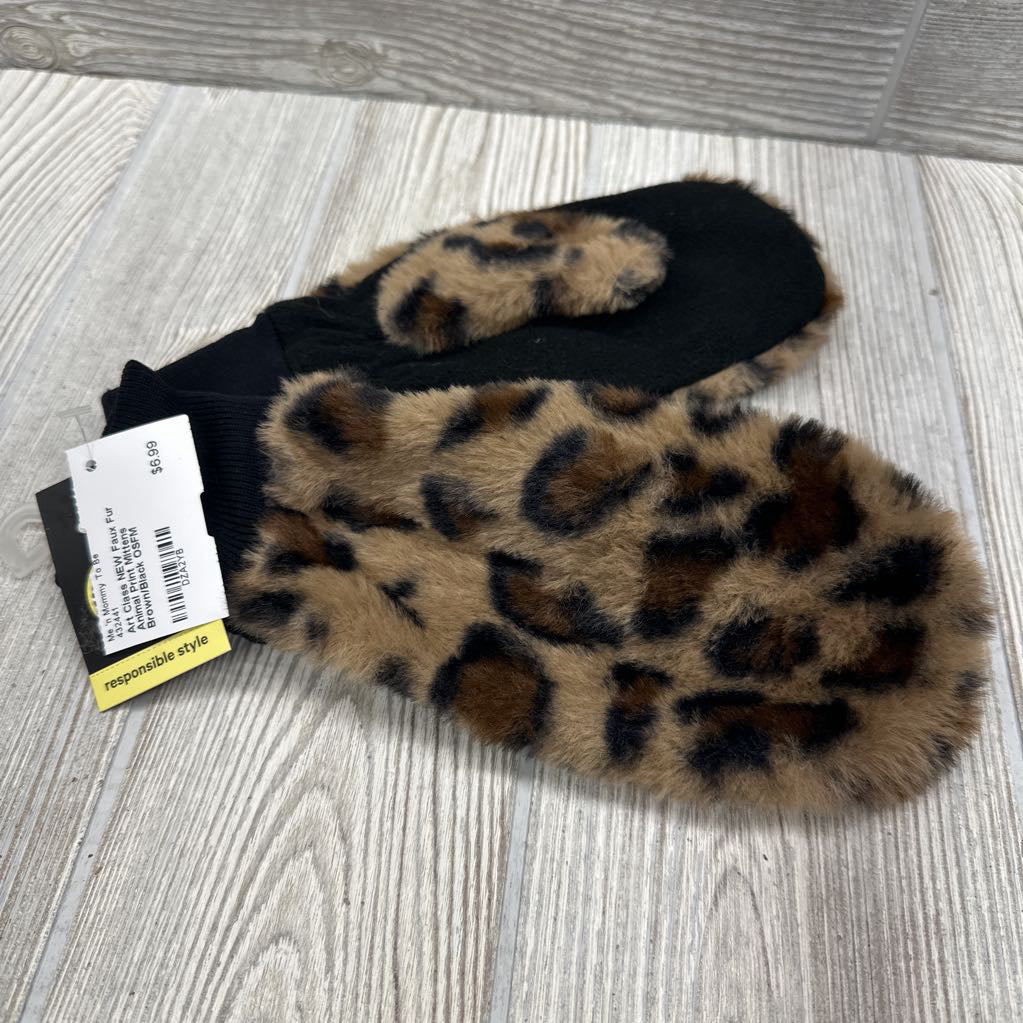 NEW Faux Fur Animal Print Mittens