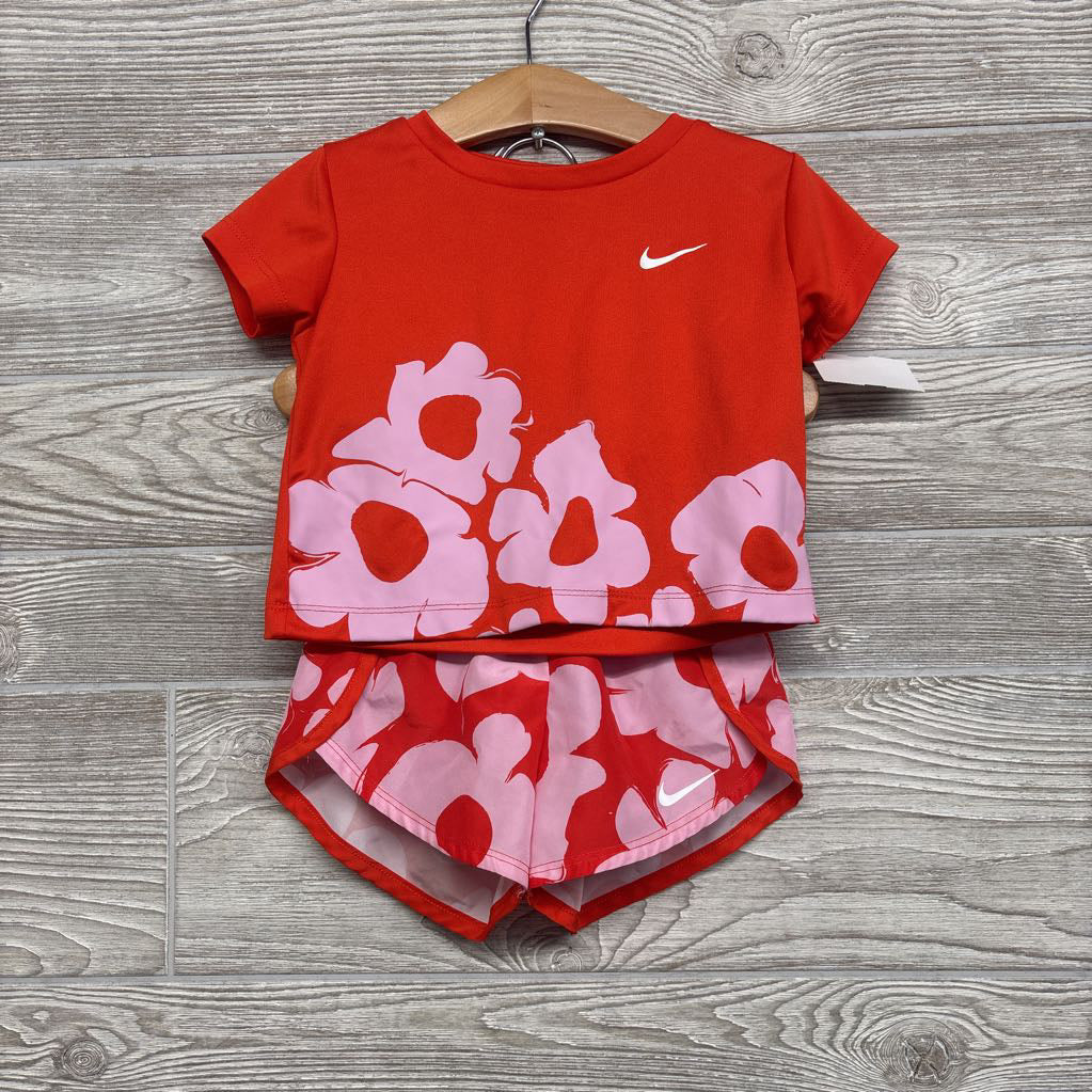 Active Shirt Flowers & Shorts 2t