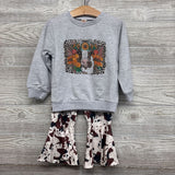 Crewneck Cow W/ Flowers & Flare Cow Print Pants 3t