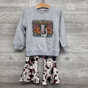 Crewneck Cow W/ Flowers & Flare Cow Print Pants 3t