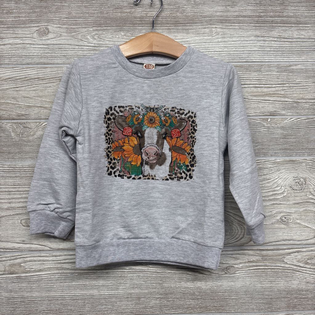 Crewneck Cow W/ Flowers & Flare Cow Print Pants 3t