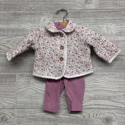Jacket Flowers W/ Ribbed Shirt & Leggings 3M