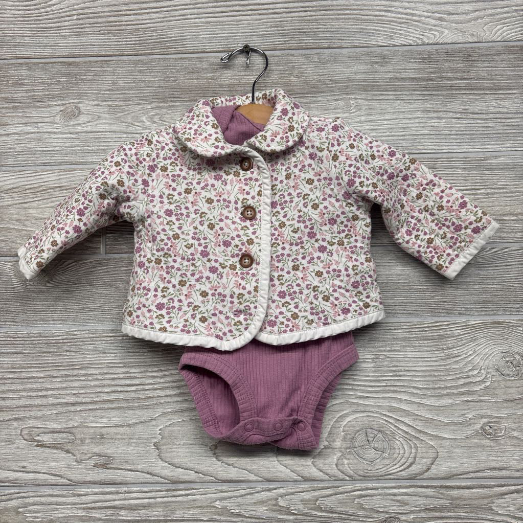 Jacket Flowers W/ Ribbed Shirt & Leggings 3M