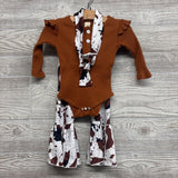 Ribbed Bodysuit W/ Cow Print Pants 18-24M