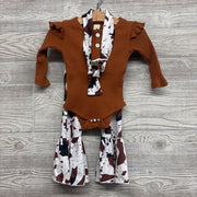 Ribbed Bodysuit W/ Cow Print Pants 18-24M