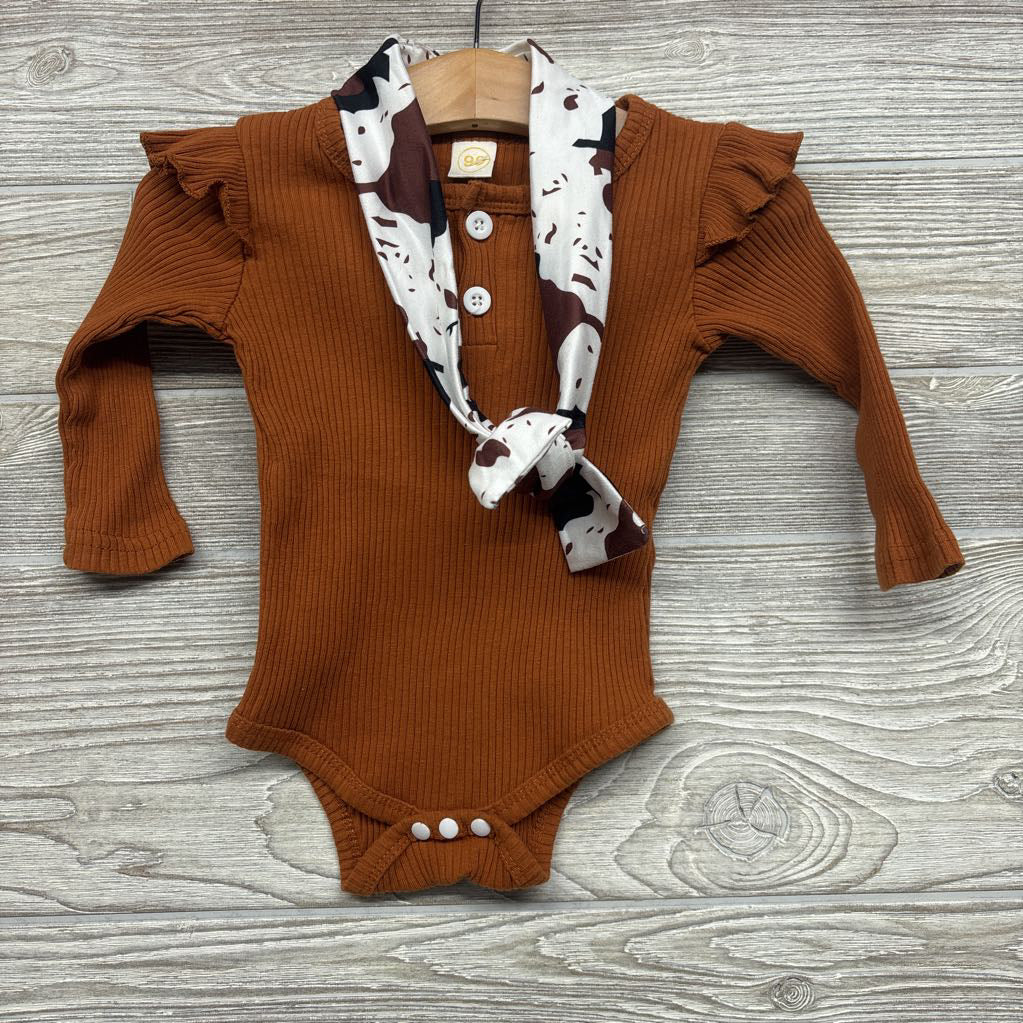 Ribbed Bodysuit W/ Cow Print Pants 18-24M