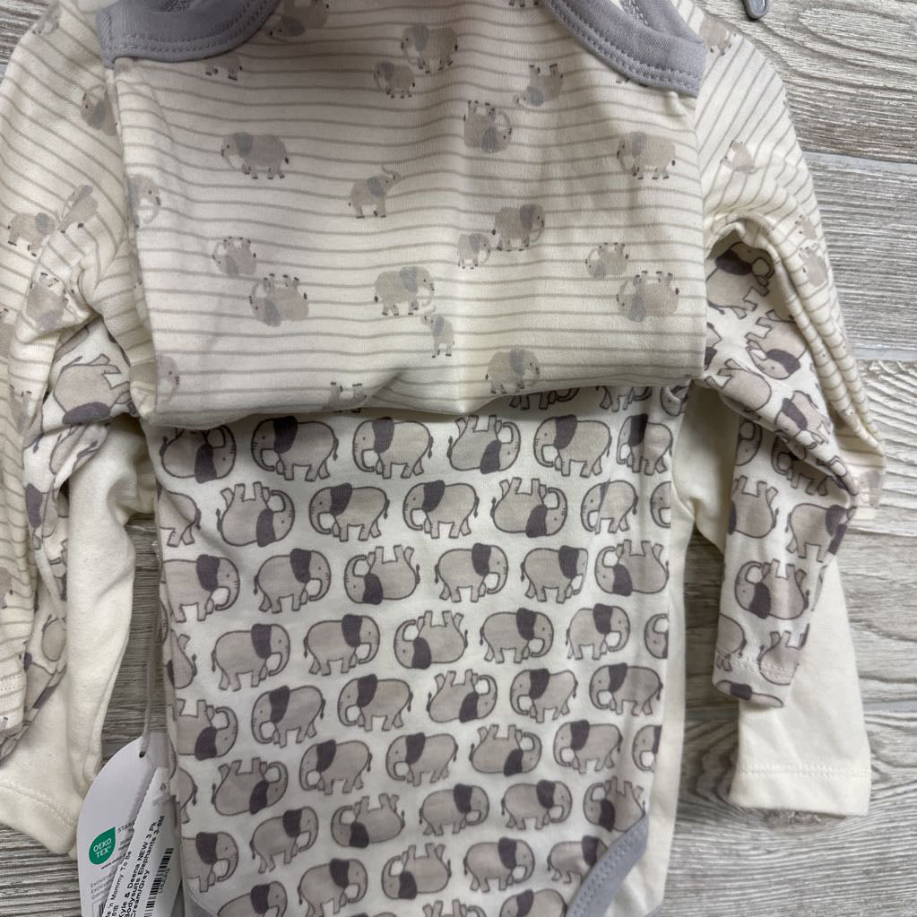 NEW 3 Pk Bodysuits Elephants 3-6M
