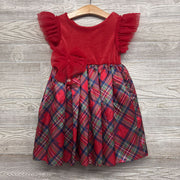 Tulle Flutter Sleeve Velour Dress Plaid Skirt 5t